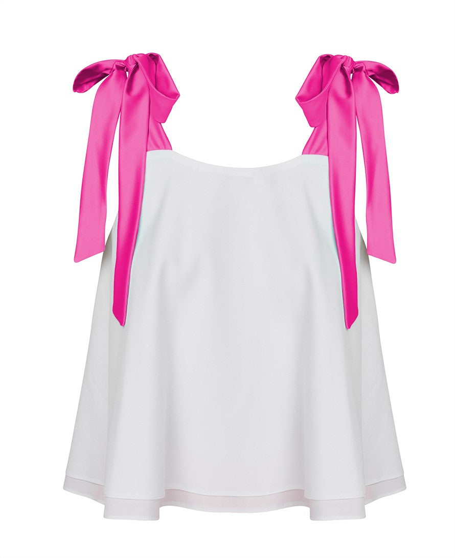 White top with contrast straps