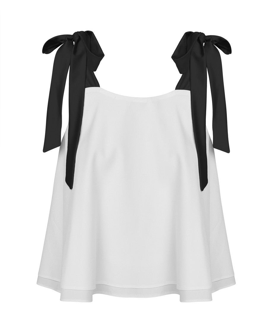 White top with contrast straps