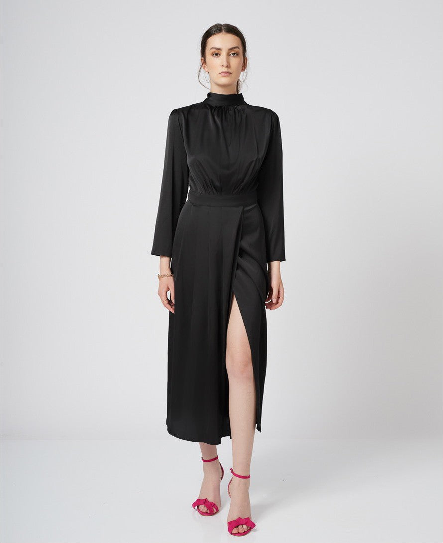 Wrap-effect Silk Midi Dress