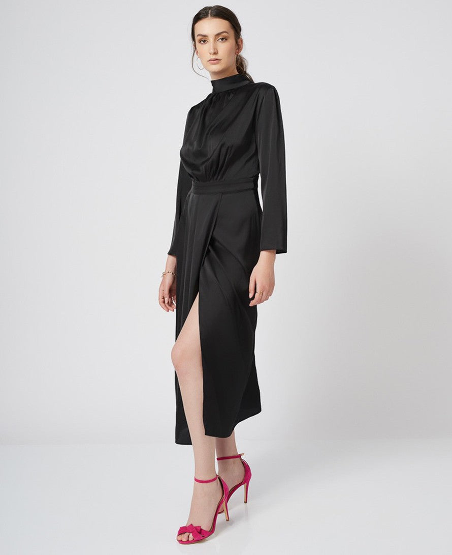 Wrap-effect Silk Midi Dress