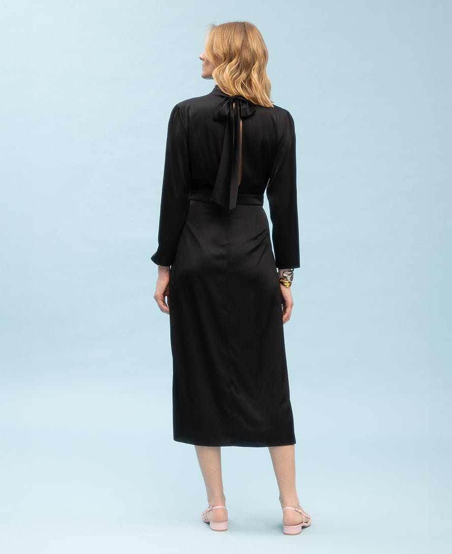 Wrap-effect Silk Midi Dress