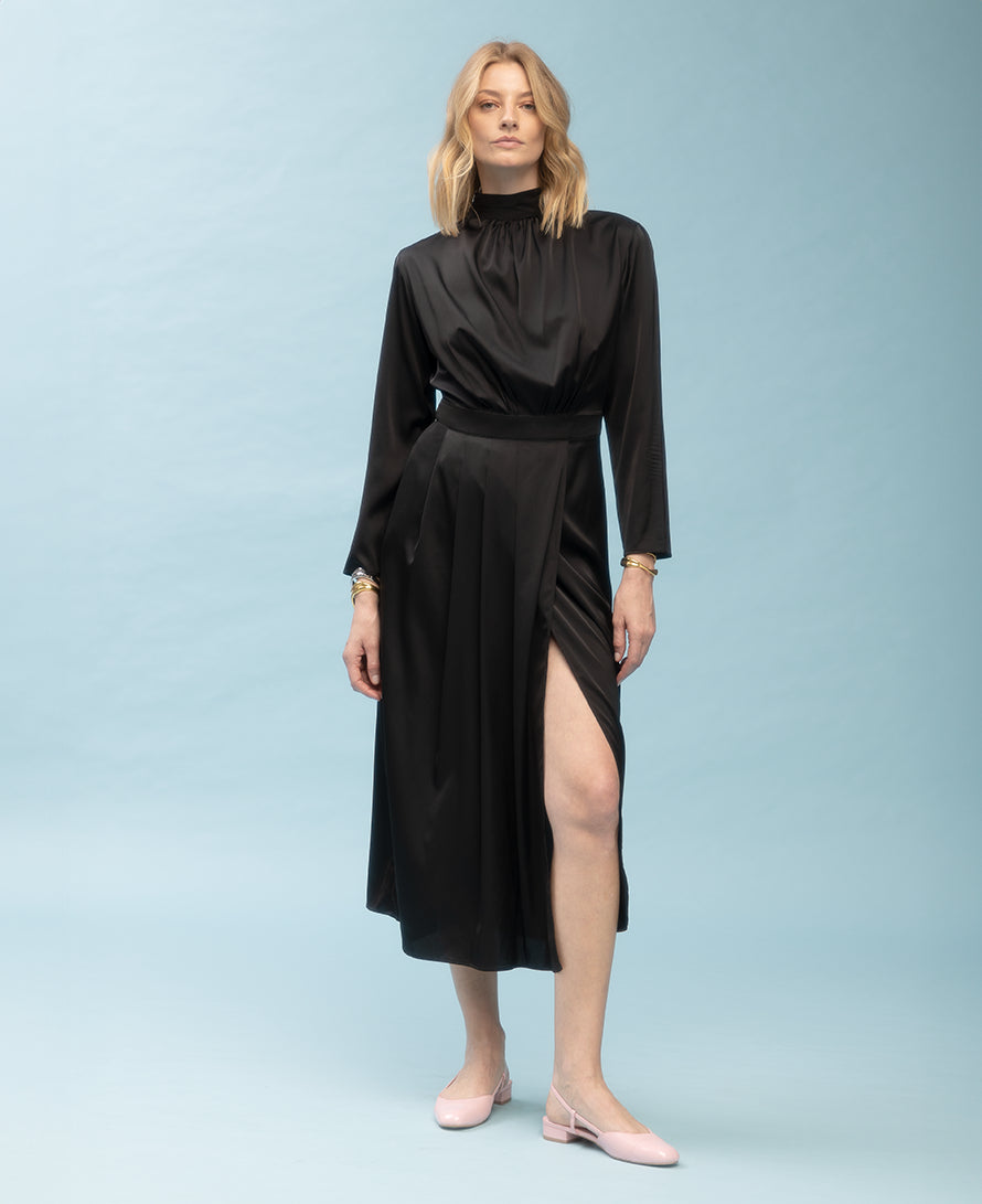 Wrap-effect Silk Midi Dress