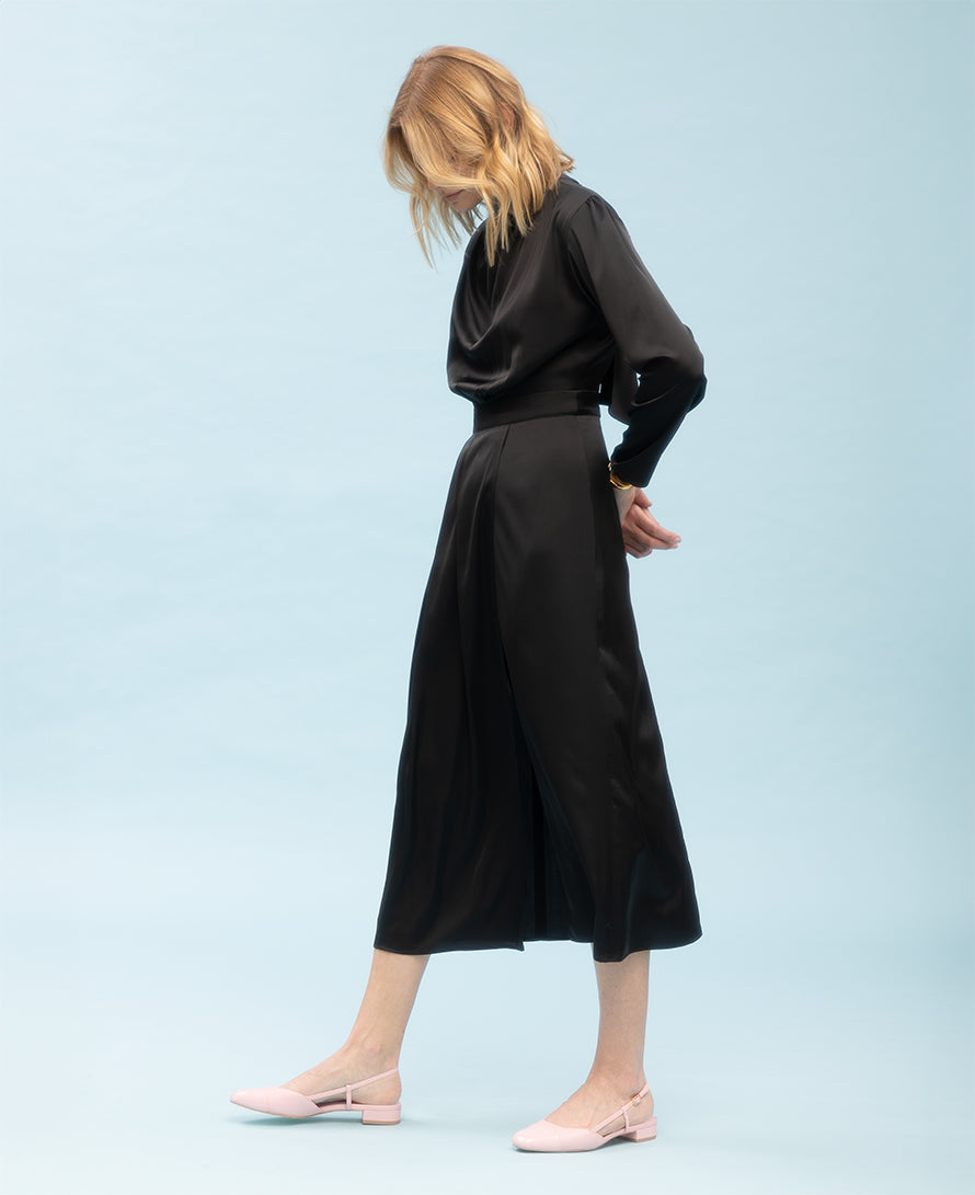 Wrap-effect Silk Midi Dress