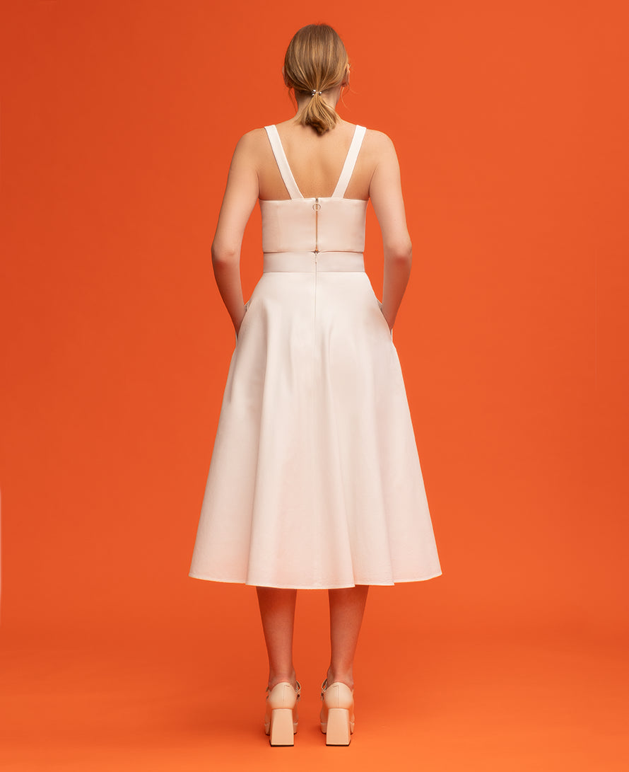 Natura Cotton Blend Midi Skirt