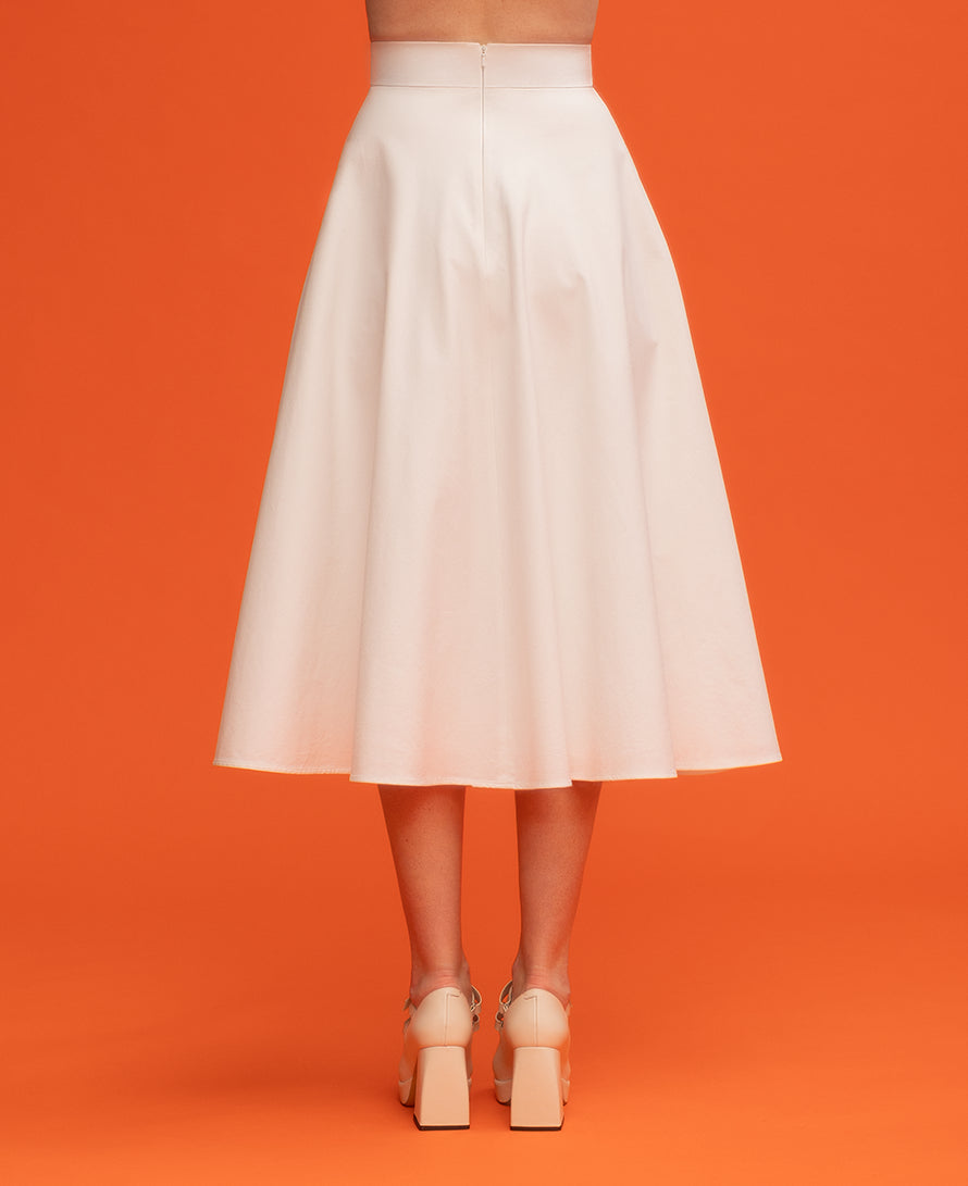 Natura Cotton Blend Midi Skirt