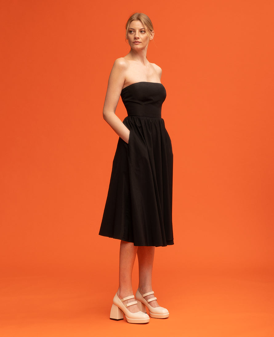 Chloe midi dress with removable sleeves