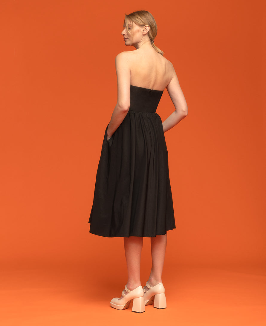Chloe midi dress with removable sleeves