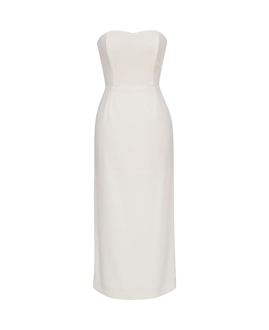 Ivone Strapless Midi Crepe Dress