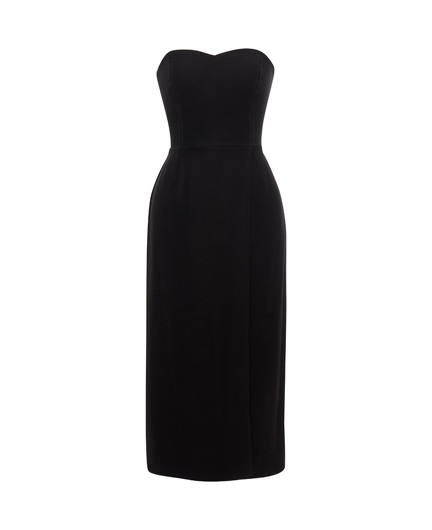 Amelie black crepe midi dress