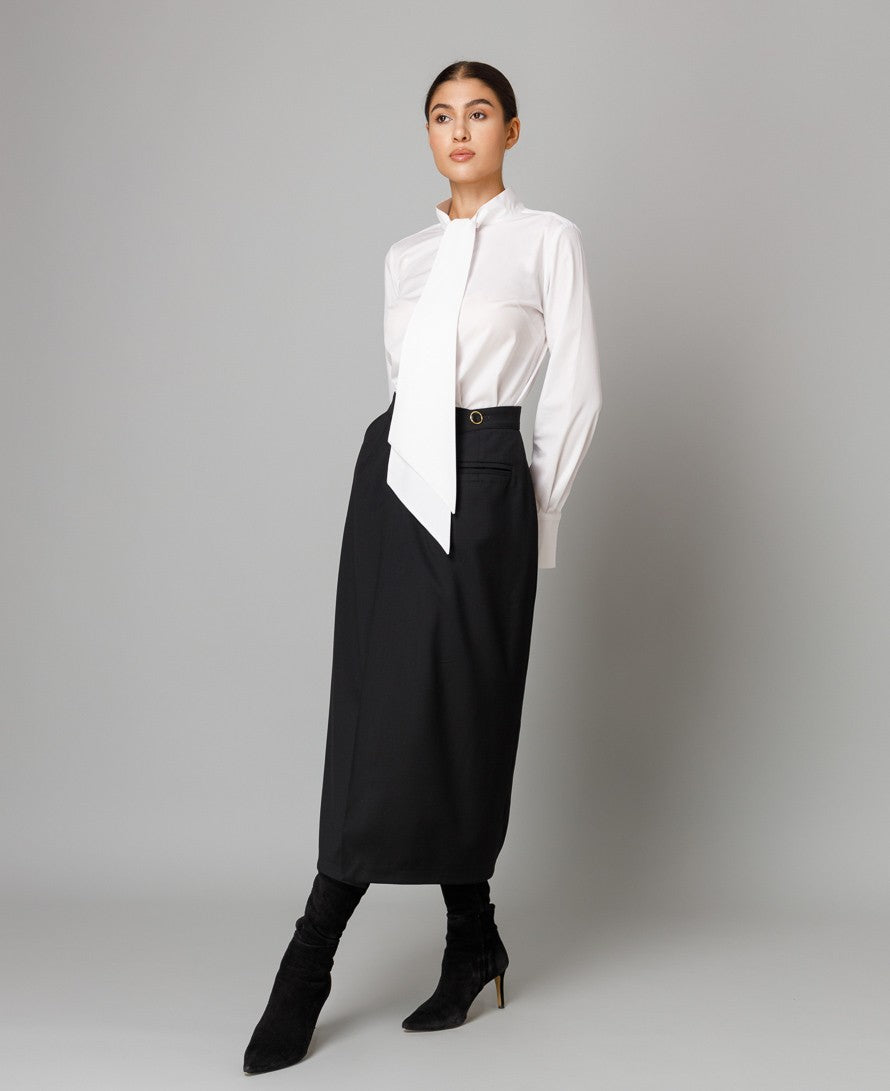 White Shirt With Oversized Scarf