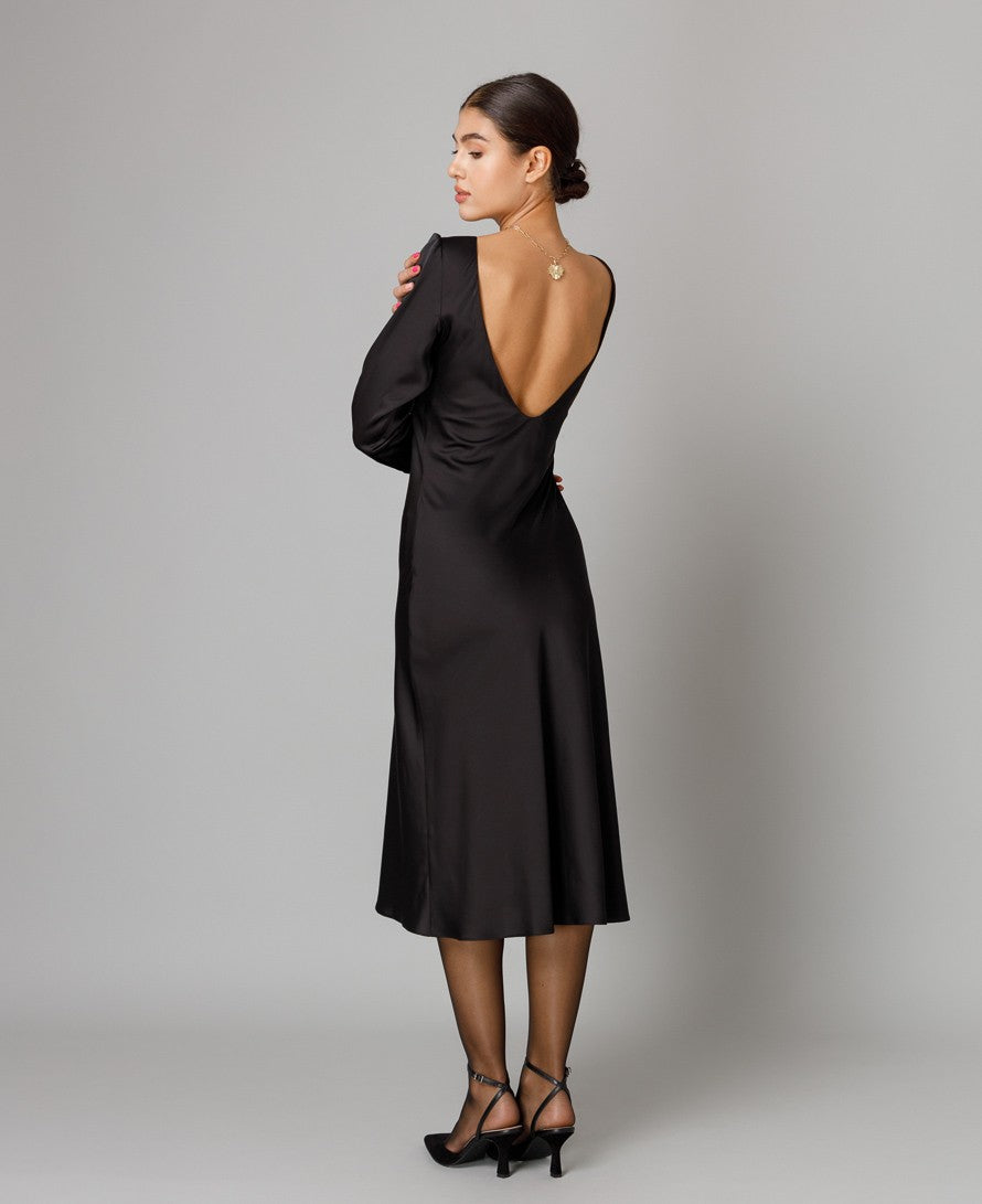 Open-back silk dress