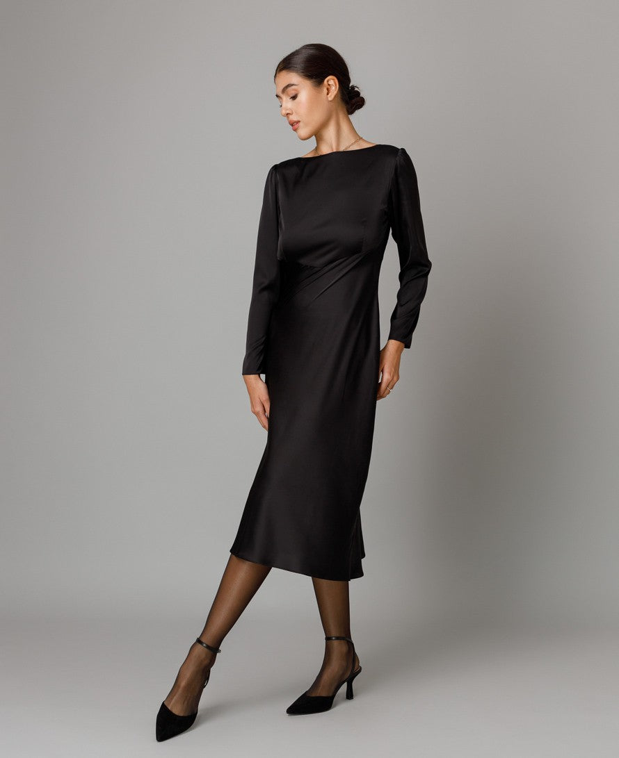 Open-back silk dress