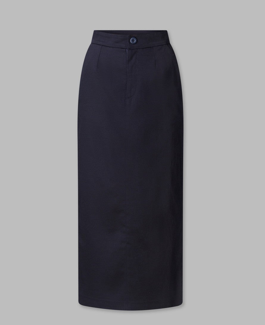 Navy Wool Midi Skirt