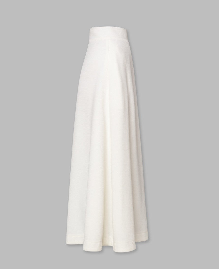 Ivory Wool Crepe Midi Skirt