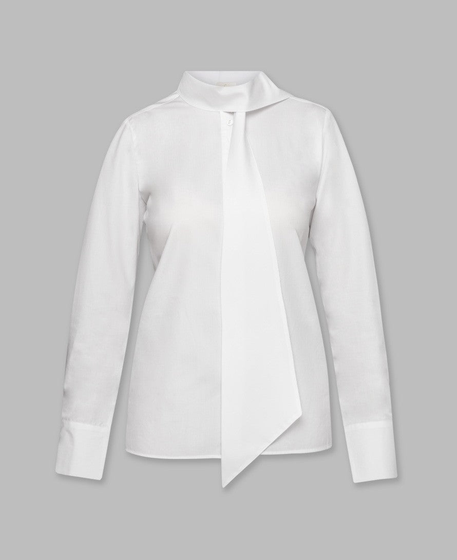 White Shirt With Oversized Scarf