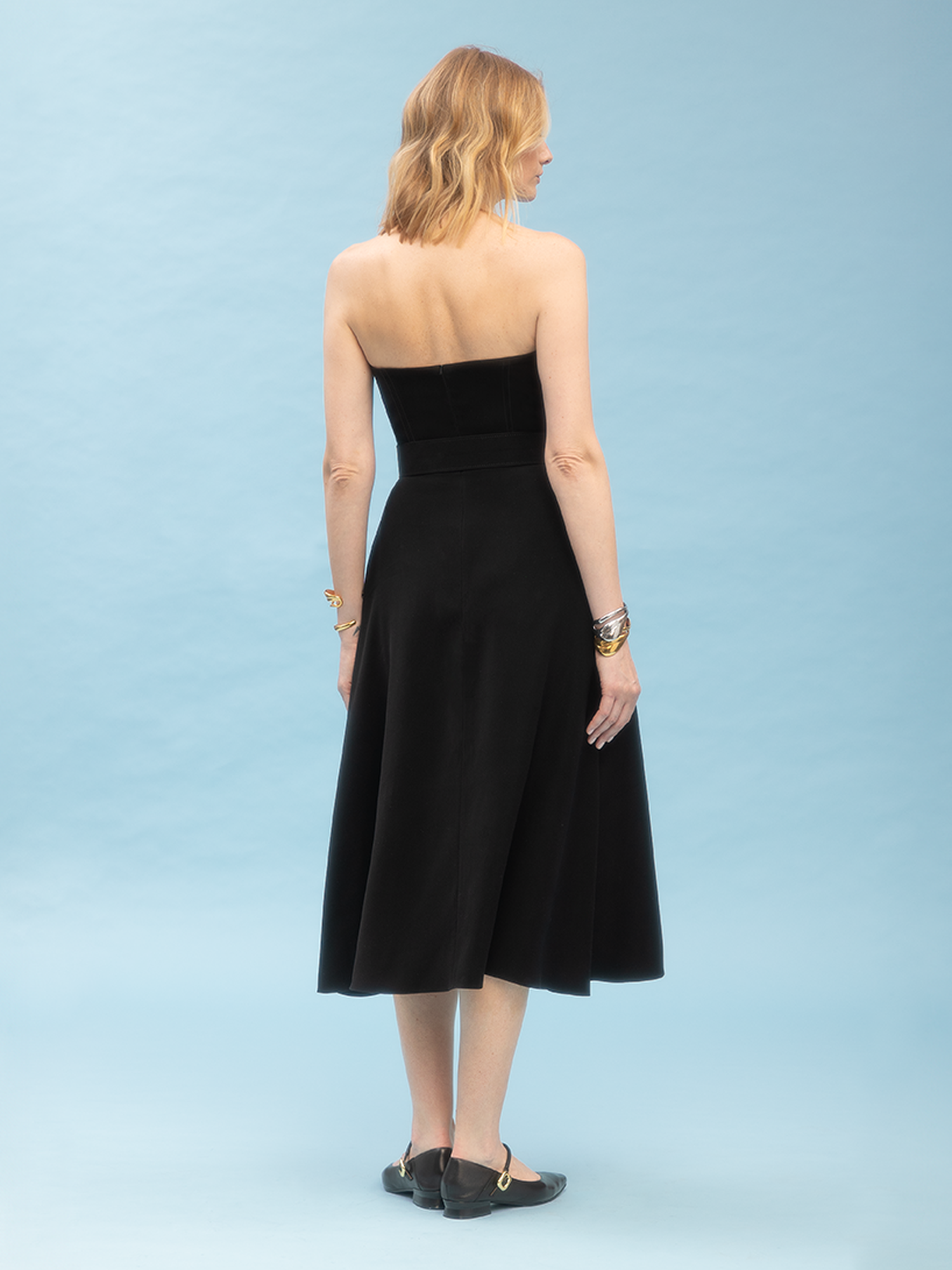 Grace Strapless Midi Dress - Black