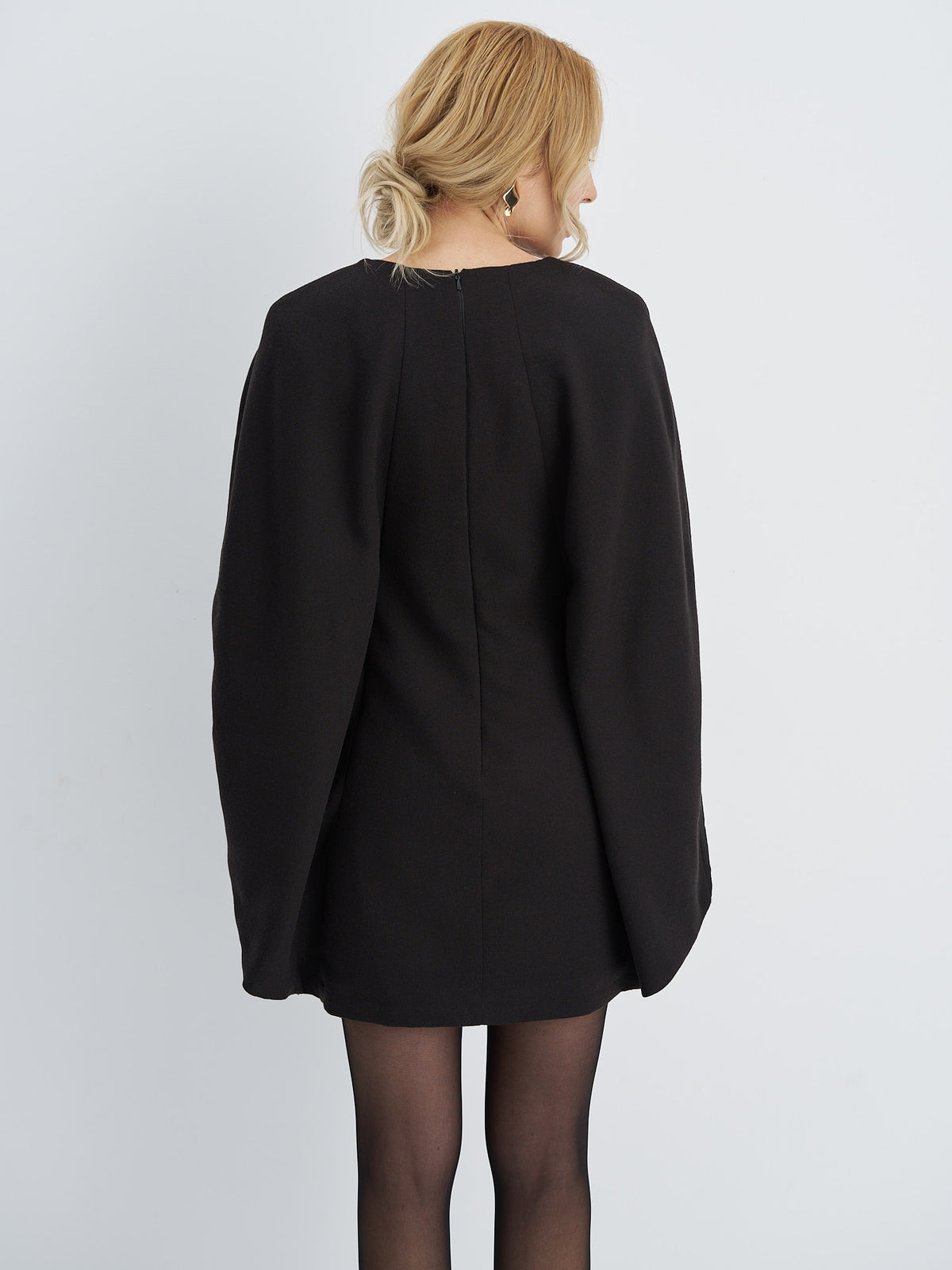 Solène Cape-Effect Wool-Crepe Mini Dress