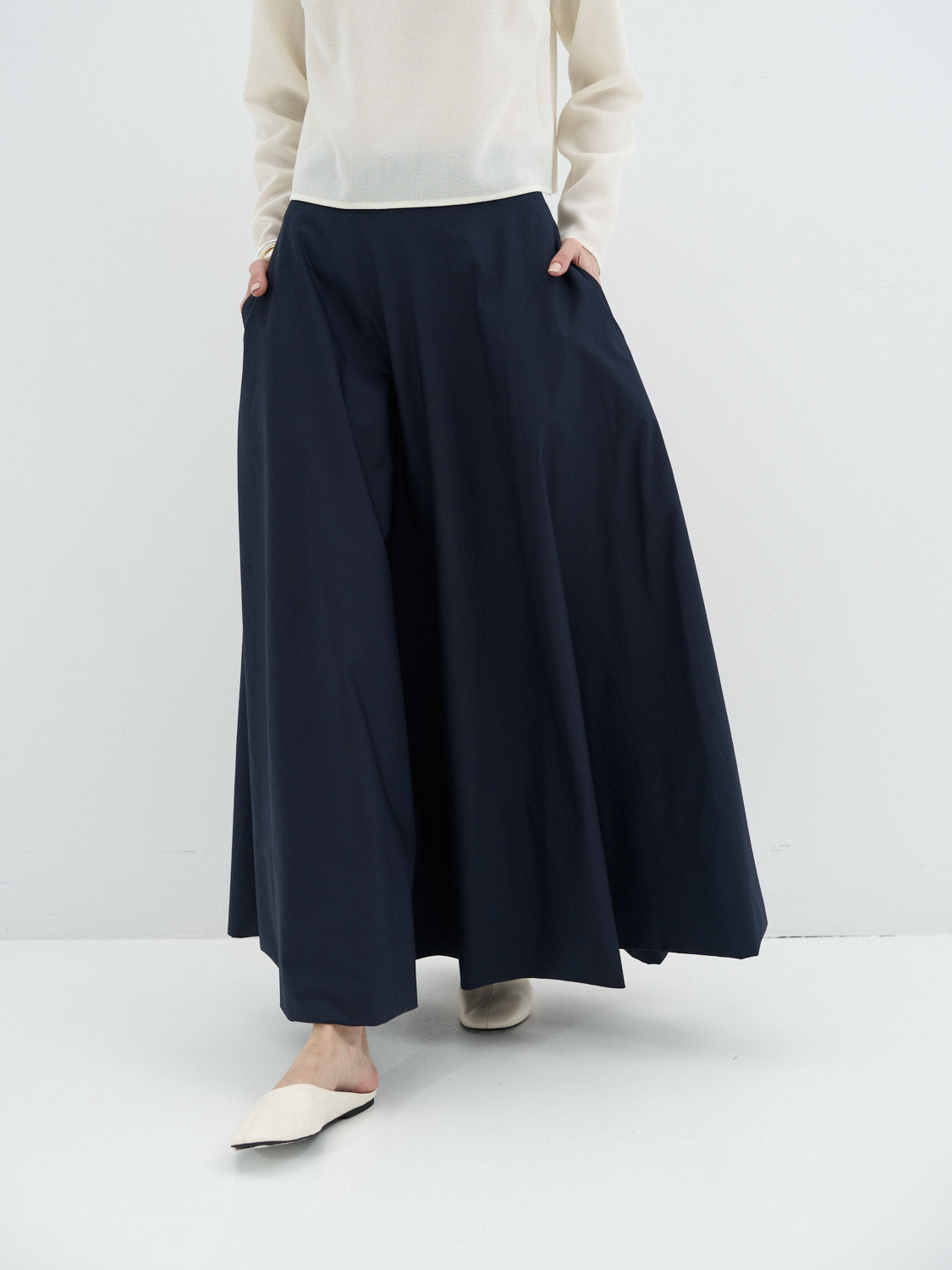 Navy Cotton Balloon Skirt