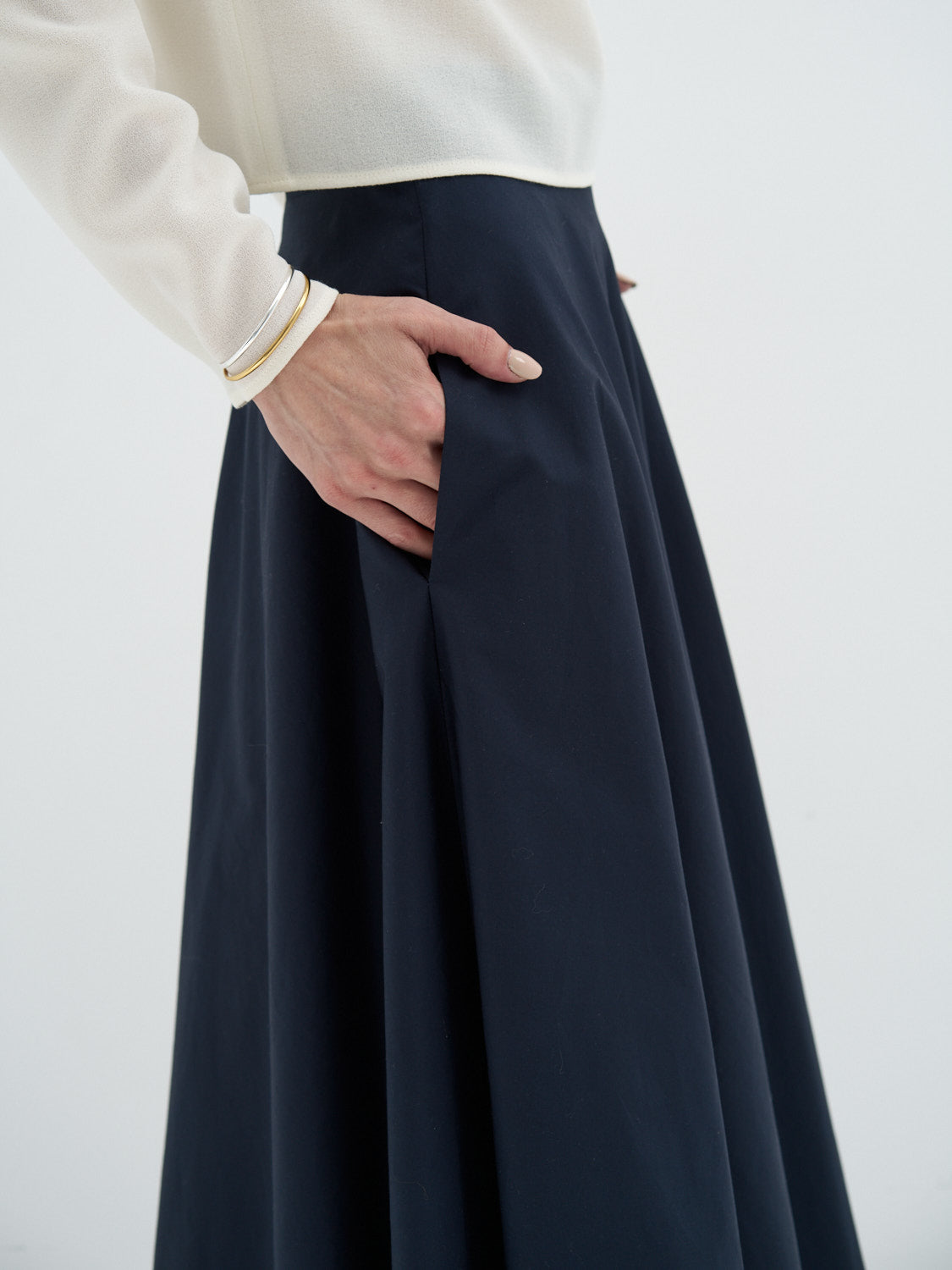 Navy Cotton Balloon Skirt