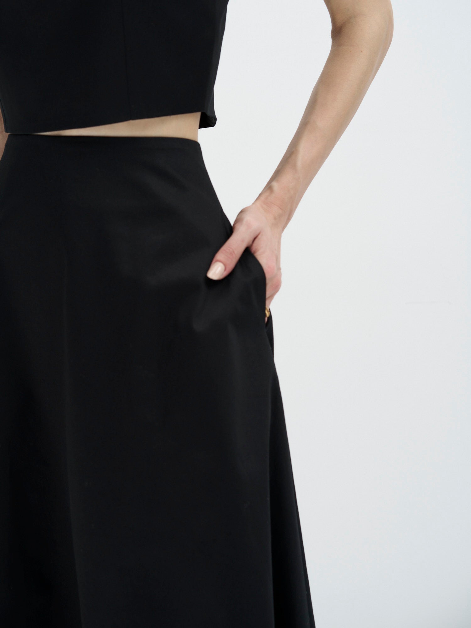 Hemera Cotton A-Line Skirt with Lace