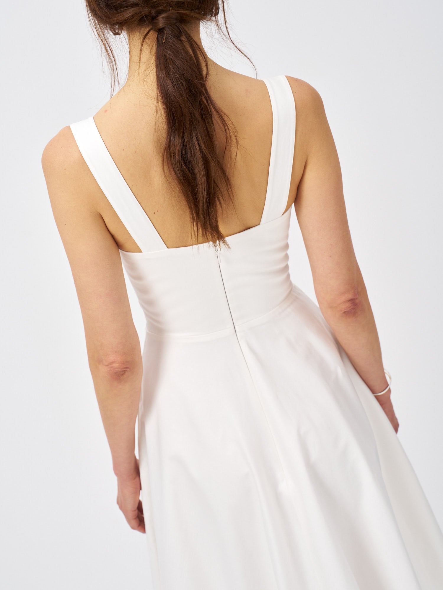 Siena Cotton Satin Midi Dress - Ivory