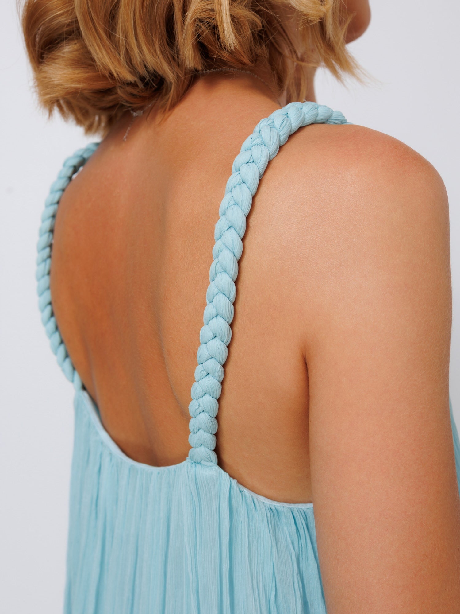 Ana Maxi Silk Dress Aqua Blue