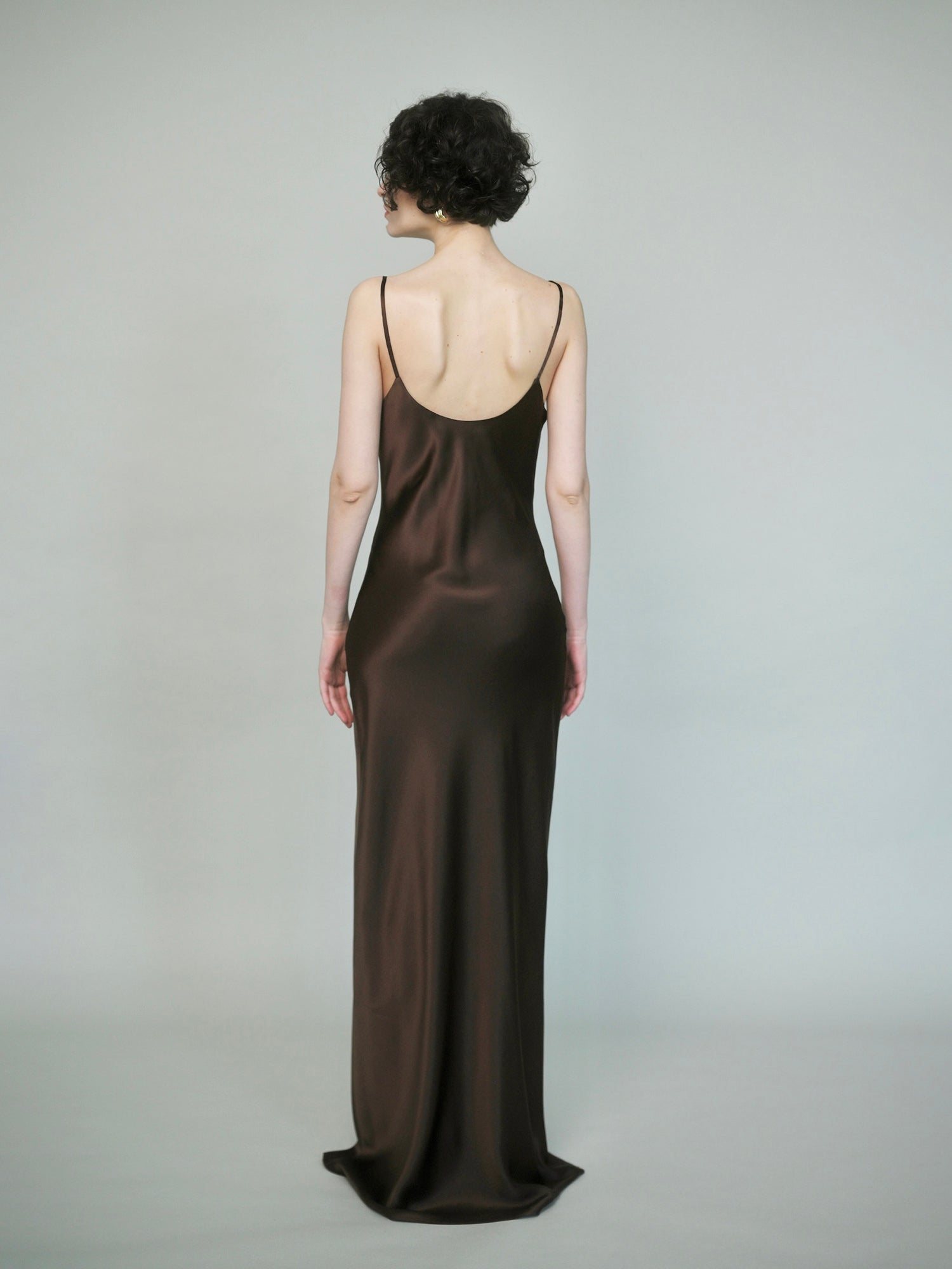 Lea Dress in Deep Brown Natural Silk
