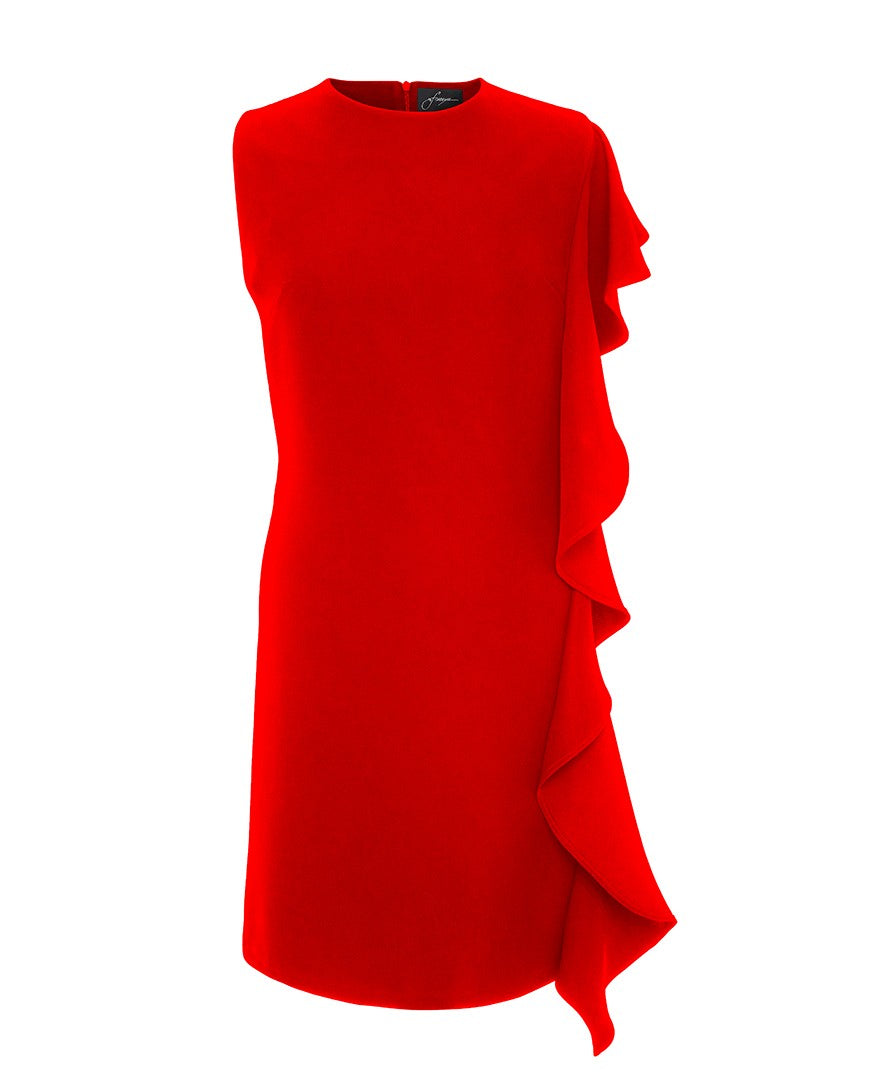 Mini Ruffled Crepe Dress