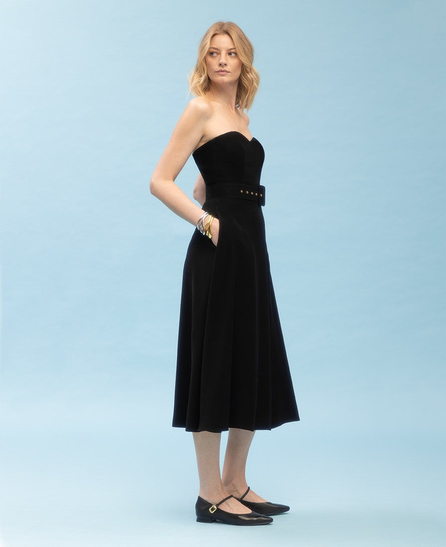Grace crepe midi dress black