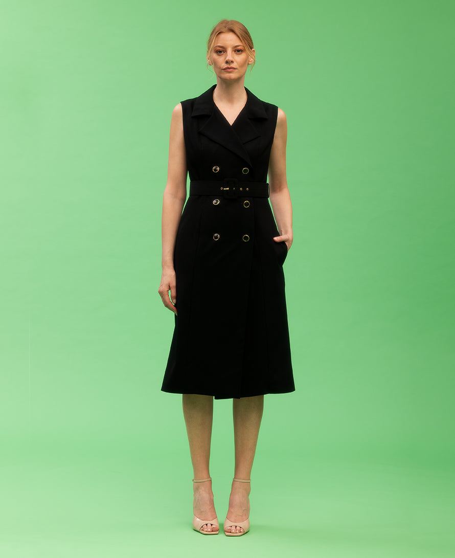 Dasy Double Brested Wool Midi Dress