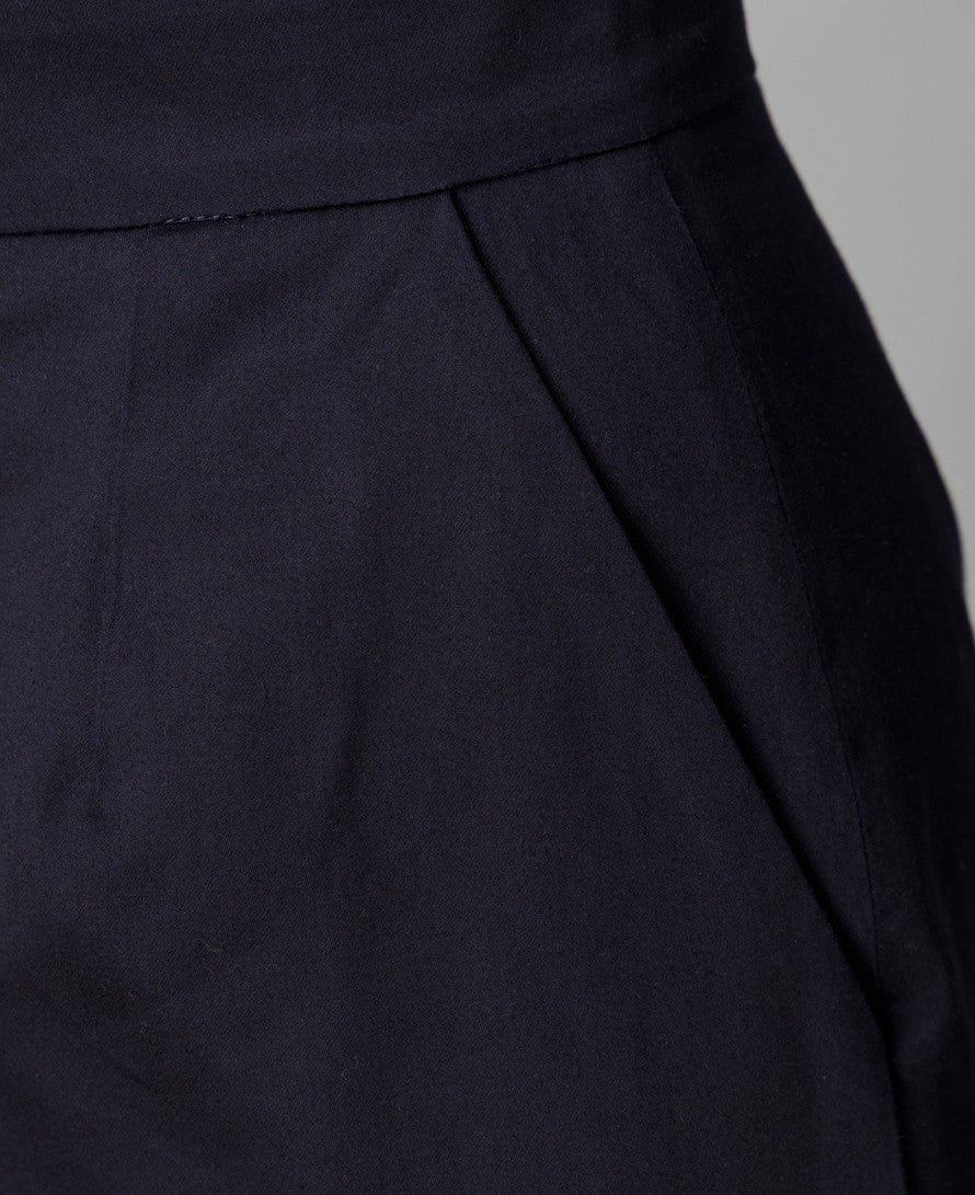 Navy Wool Midi Skirt