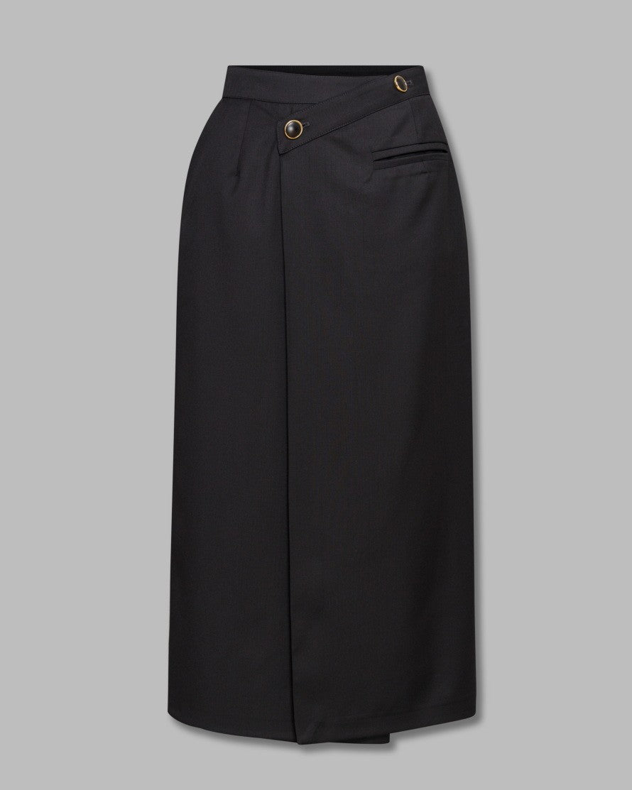 Asymmetric Wrap Midi Skirt