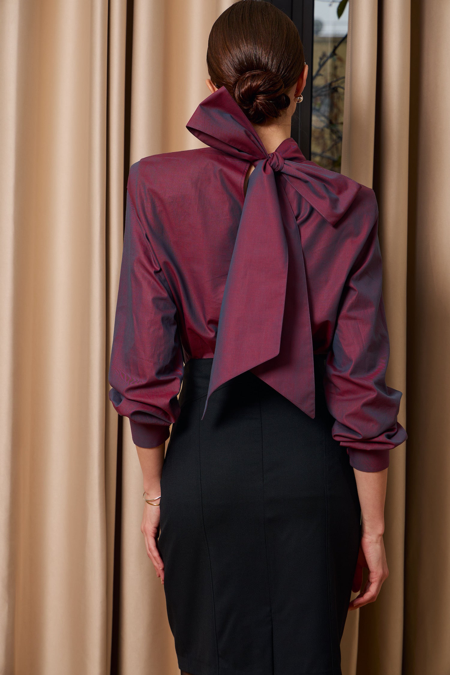 Panelled midi pencil skirt