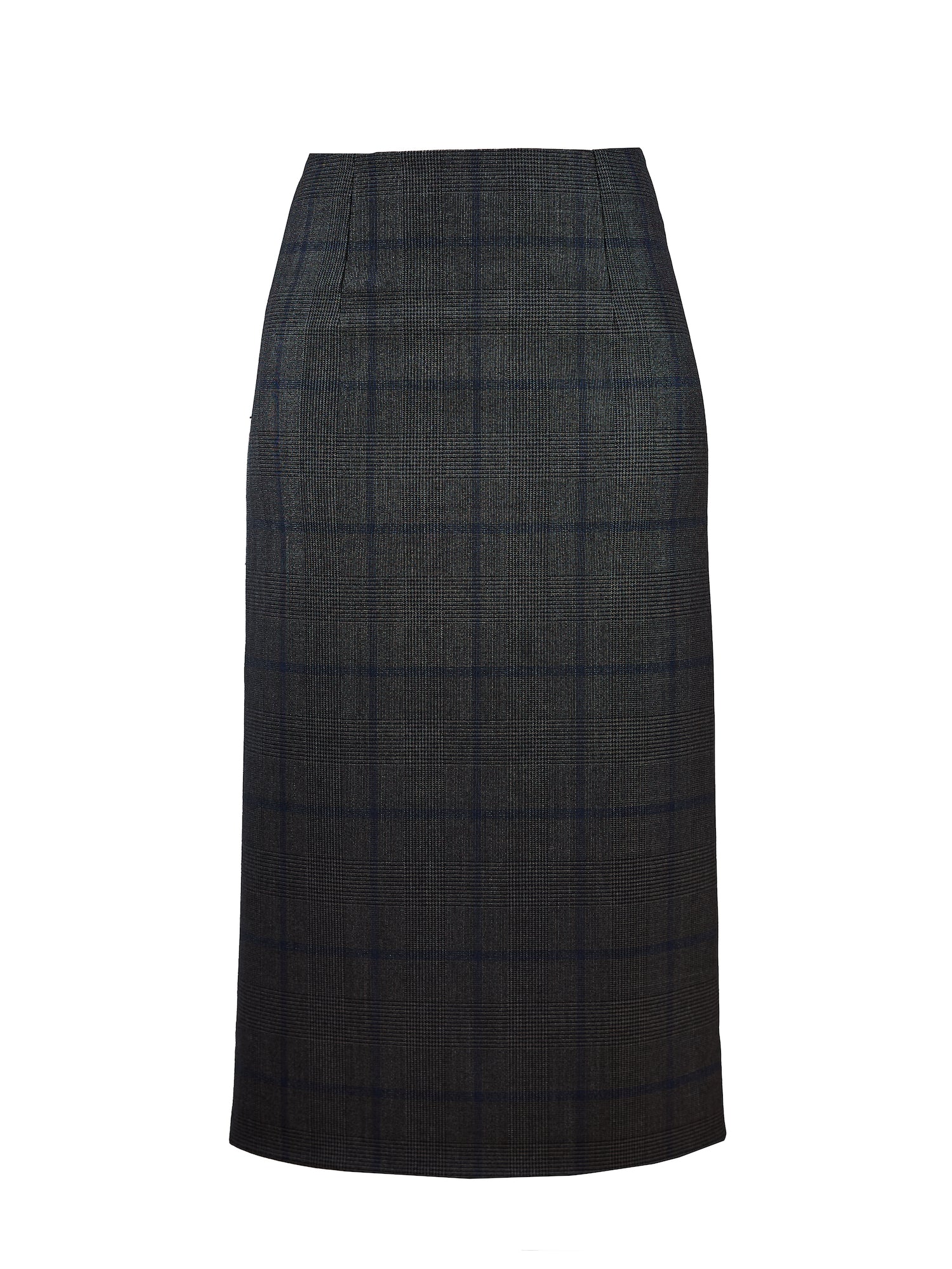 Glen plaid midi pencil skirt