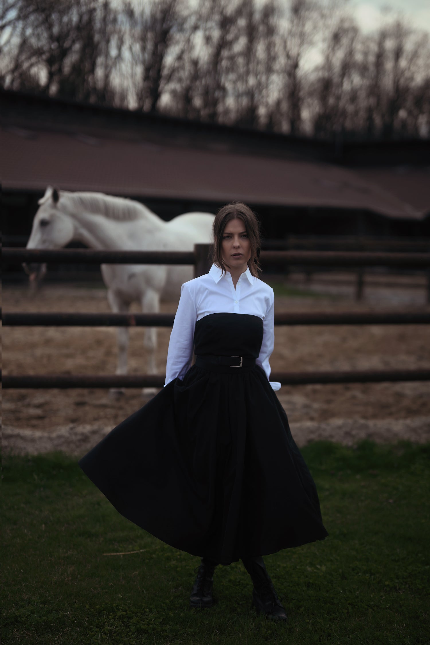 Chloe midi dress with removable sleeves