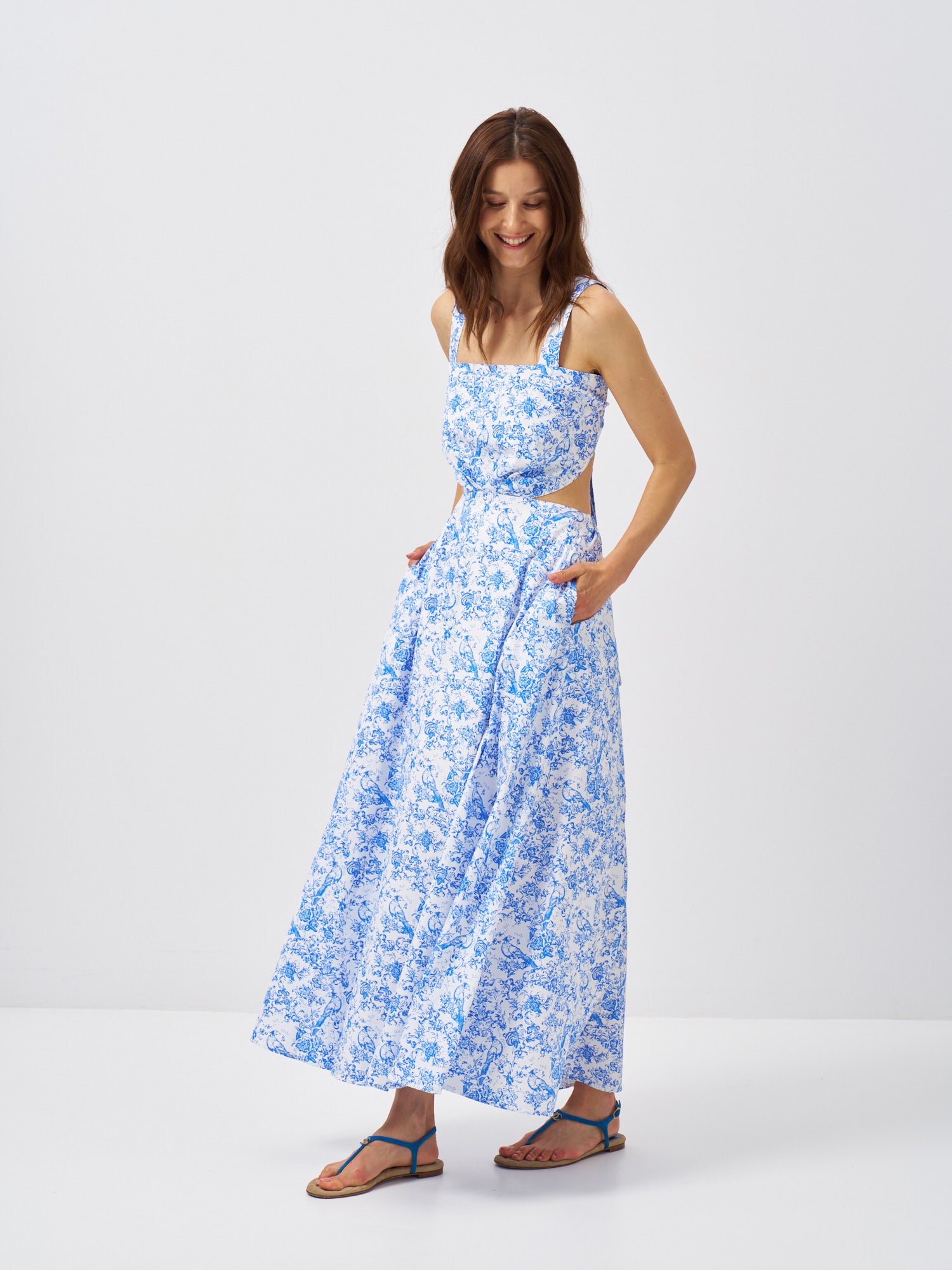Rosalie Toile de Jouy Cotton Maxi Dress