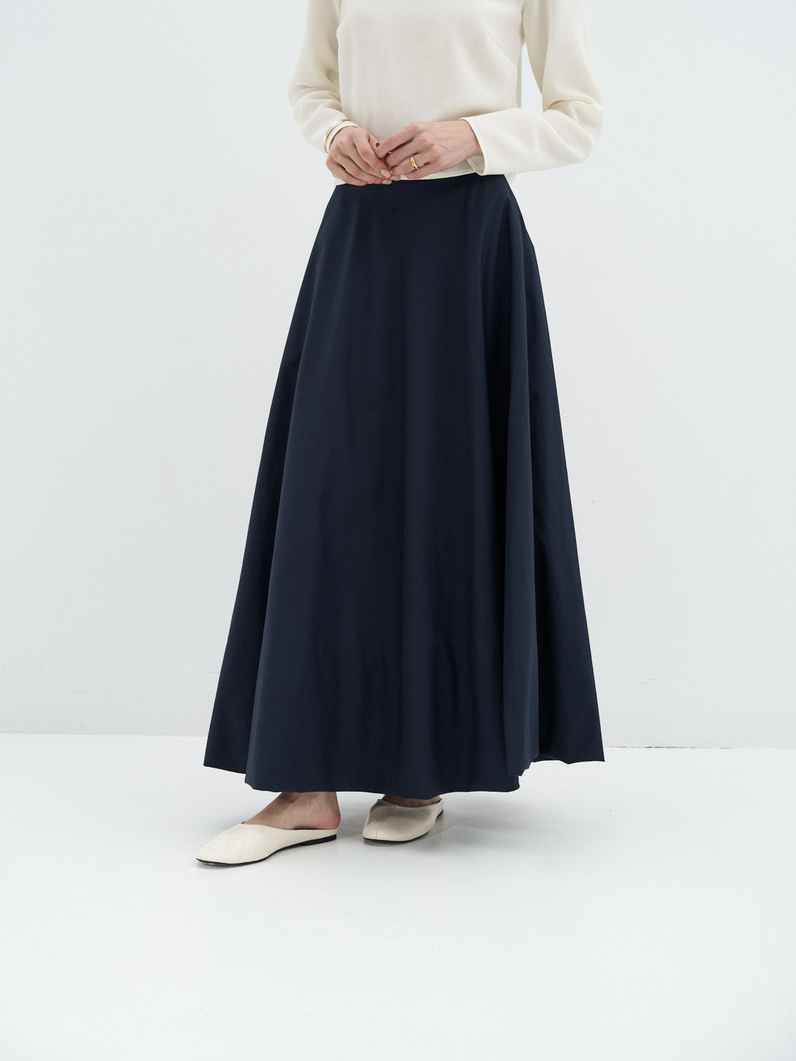 Navy Cotton Balloon Skirt