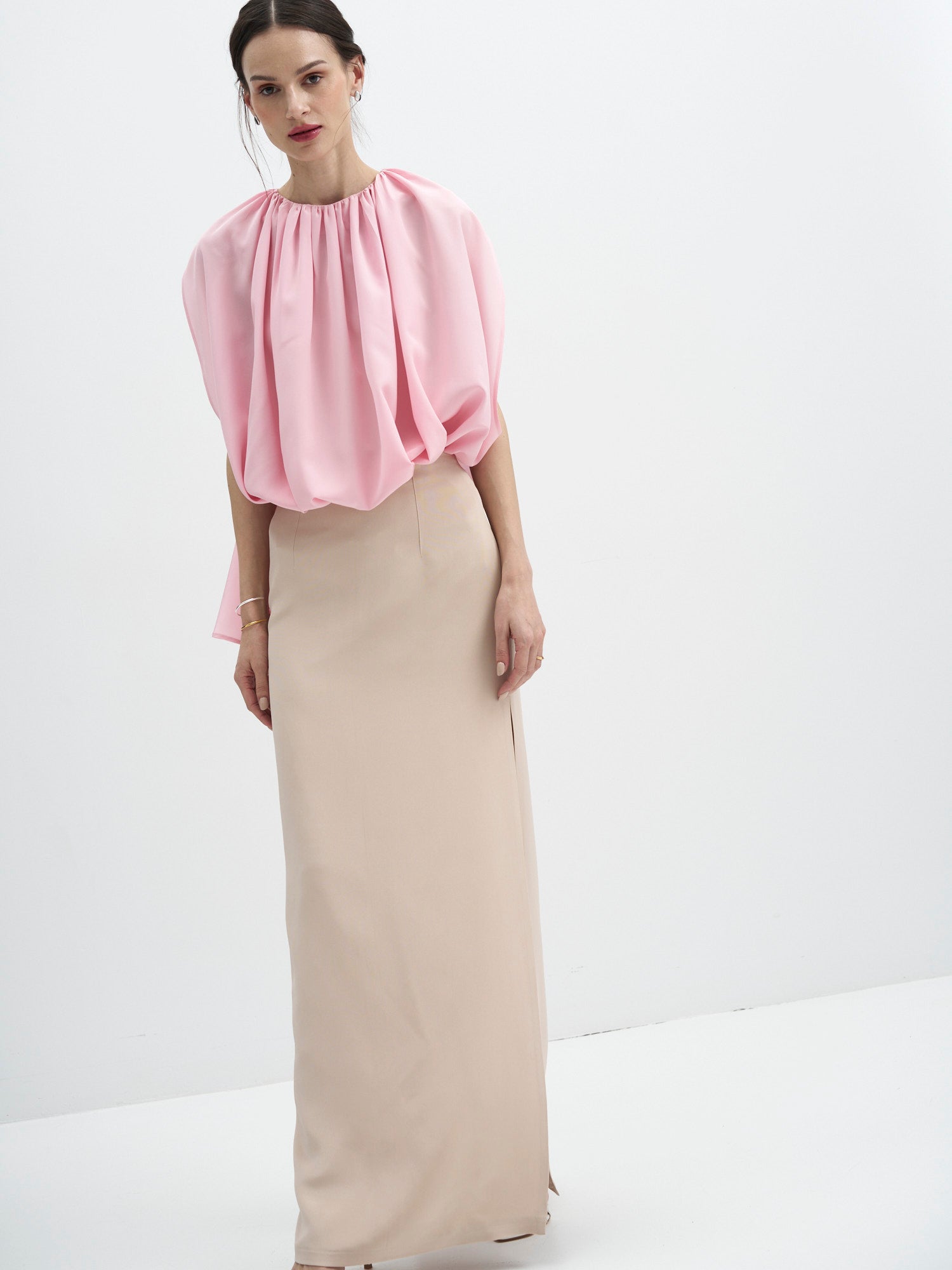 Silk Crepe Cady Maxi Skirt