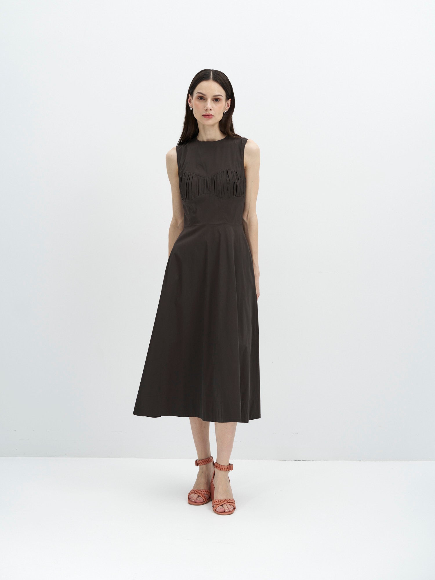 Iris Cotton Midi Dress - Dark Chocolate