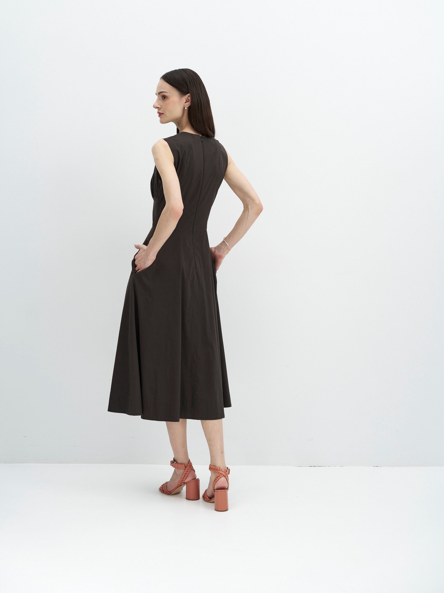 Iris Cotton Midi Dress - Dark Chocolate