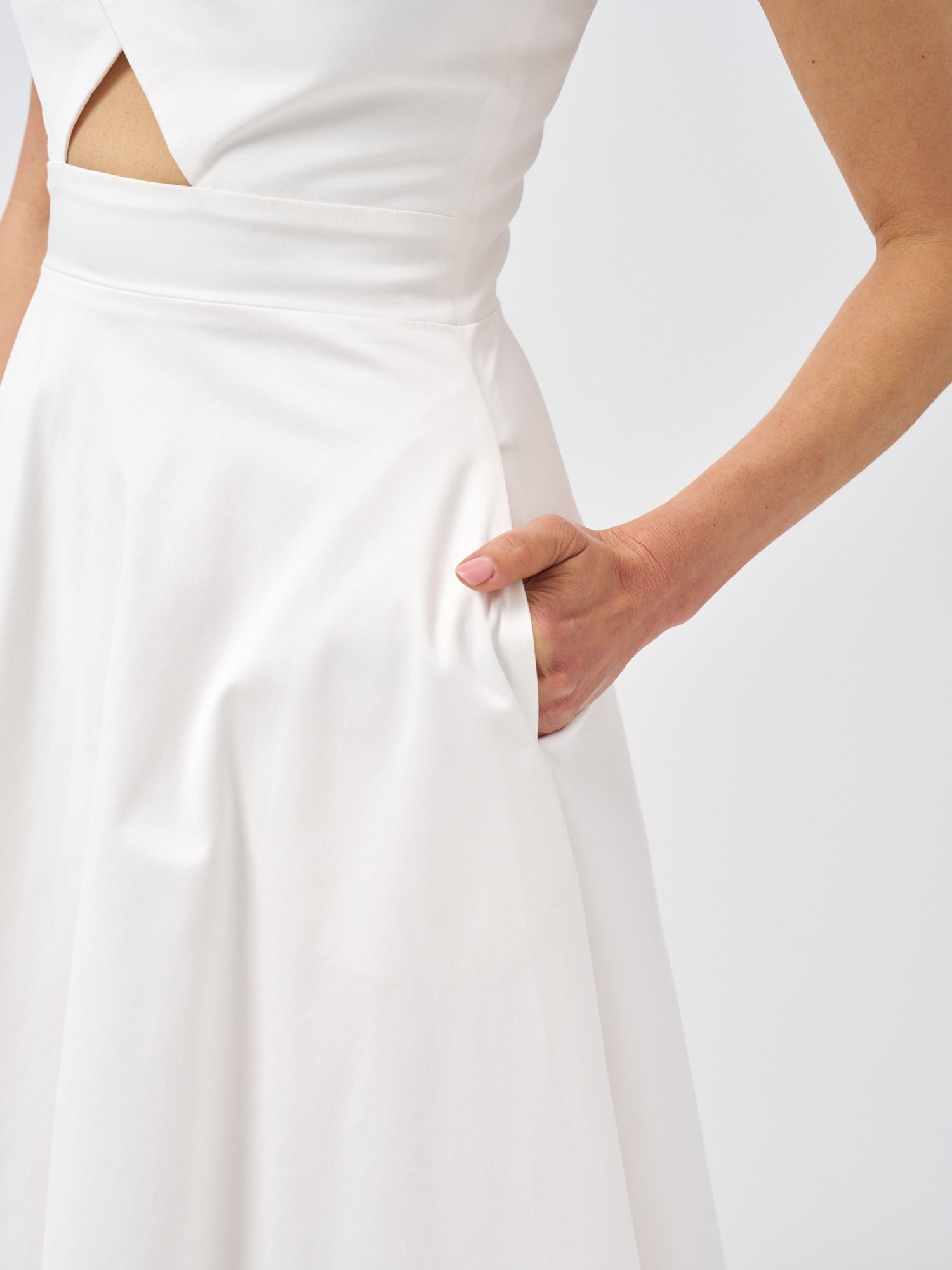Siena Cotton Satin Midi Dress - Ivory
