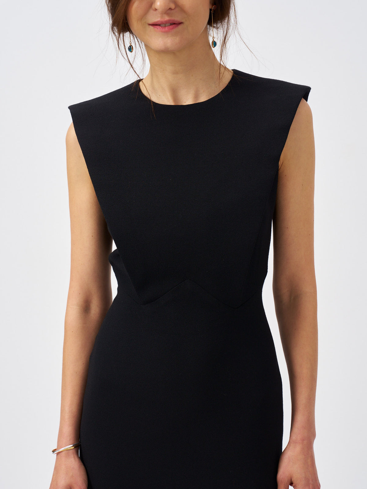 Estelle Black Wool Crepe Maxi Dress