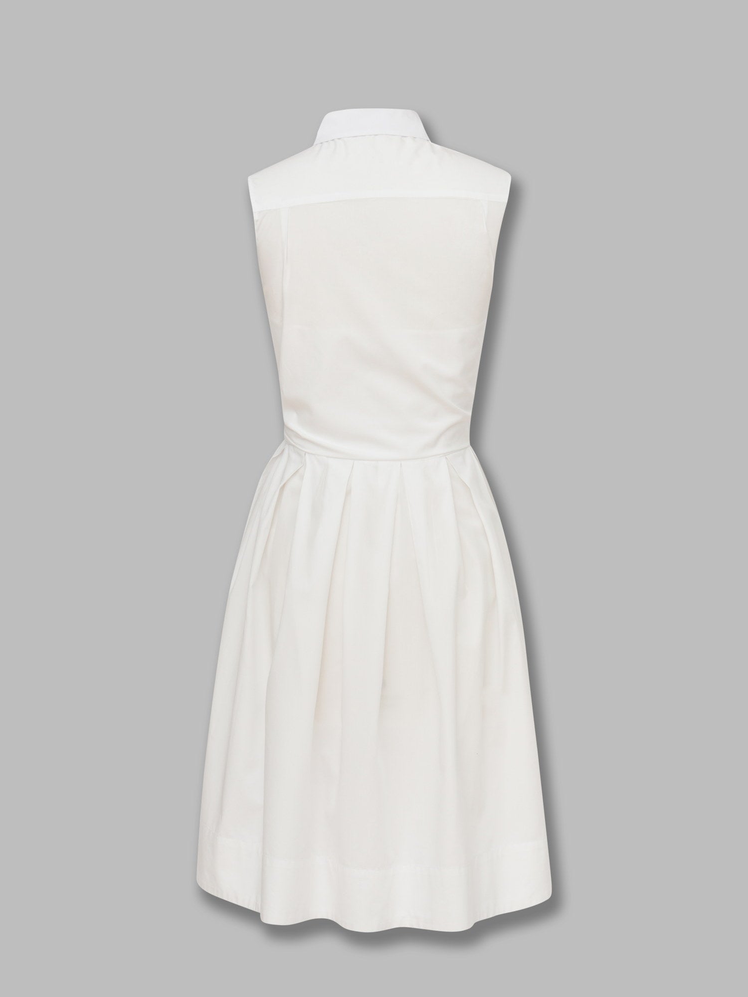 Clara Sleeveless Shirt Dress with Bow – Pure White