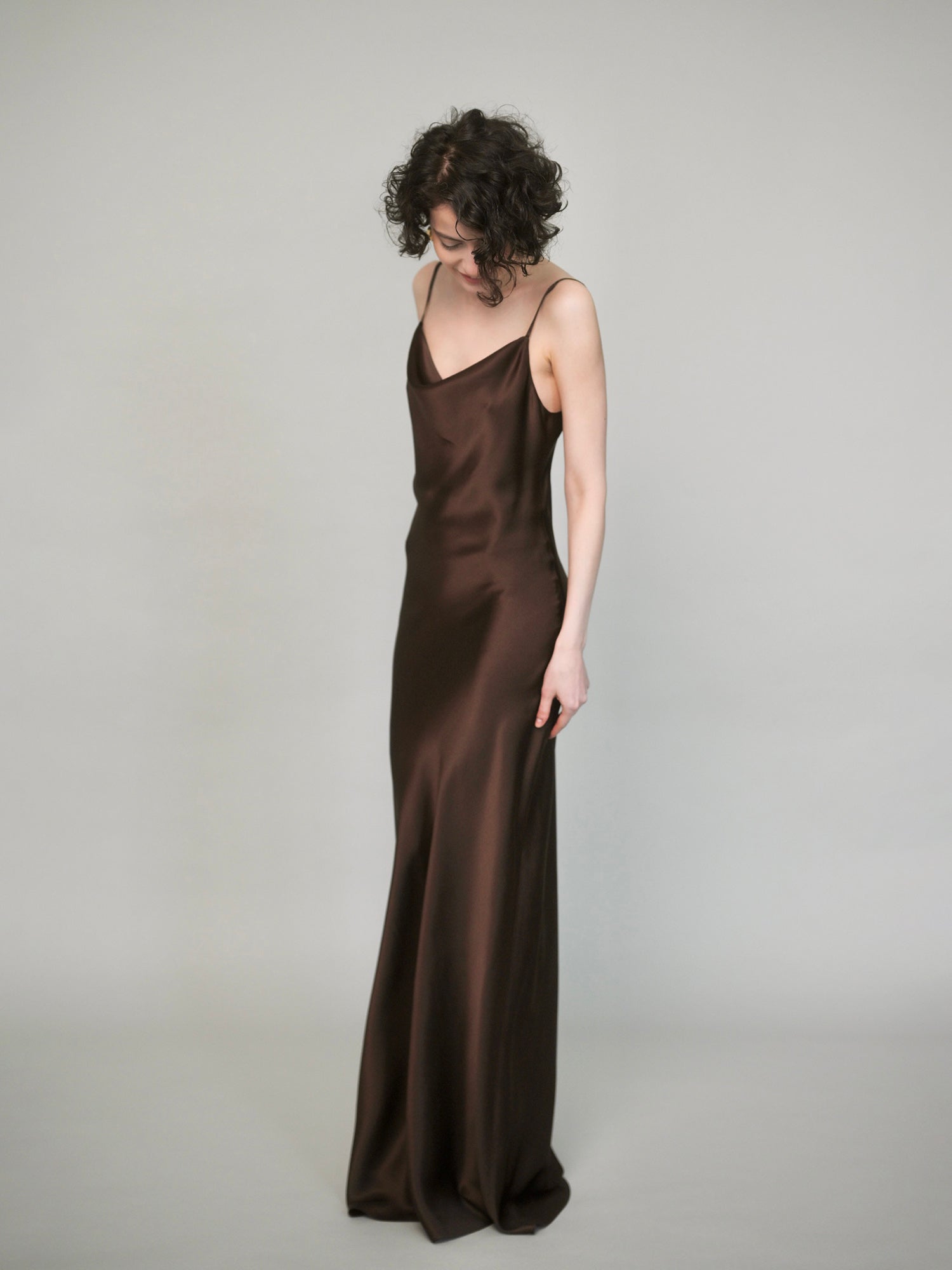 Lea Dress in Deep Brown Natural Silk